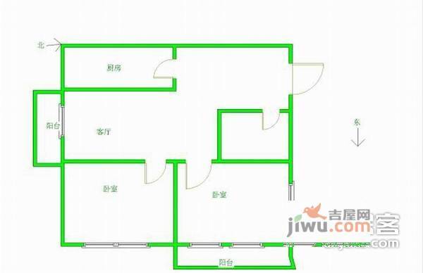 莲怡园一区2室1厅1卫100㎡户型图