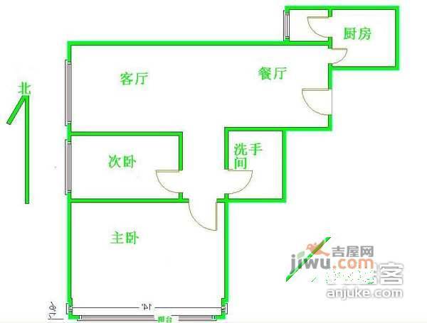 茗筑大厦2室2厅1卫100㎡户型图