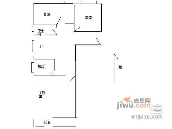 六里桥七号院2室1厅1卫72㎡户型图