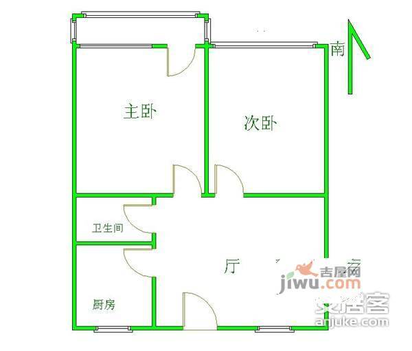 西罗园三区2室1厅1卫91㎡户型图