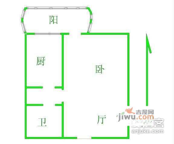 西罗园三区1室1厅1卫66㎡户型图