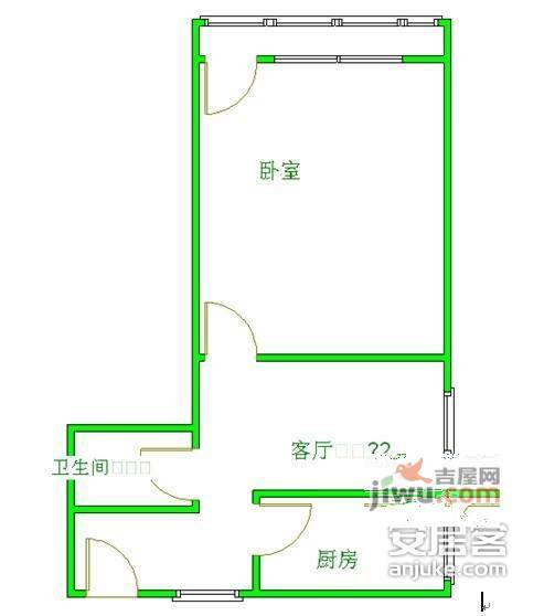 西罗园三区1室1厅1卫66㎡户型图