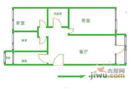 京品小区3室1厅1卫116㎡户型图