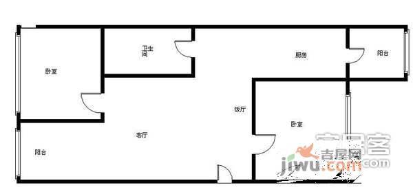 芳泽园2室1厅1卫户型图