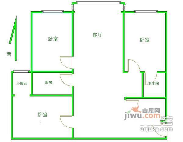 广顺园3室1厅1卫户型图