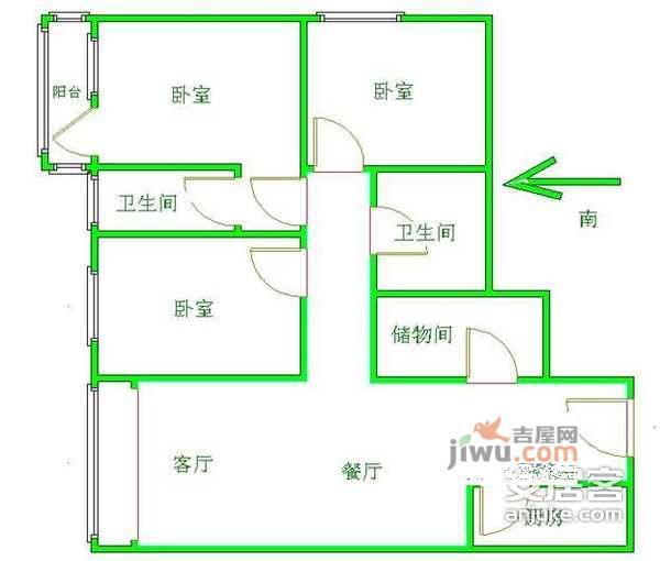 广顺园3室2厅2卫157㎡户型图