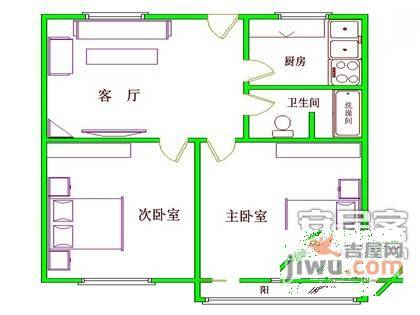 芳群园二区2室1厅1卫75㎡户型图