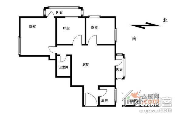 芳群园二区3室1厅1卫120㎡户型图