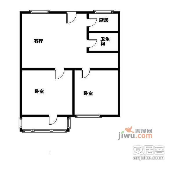 芳群园二区2室1厅1卫75㎡户型图