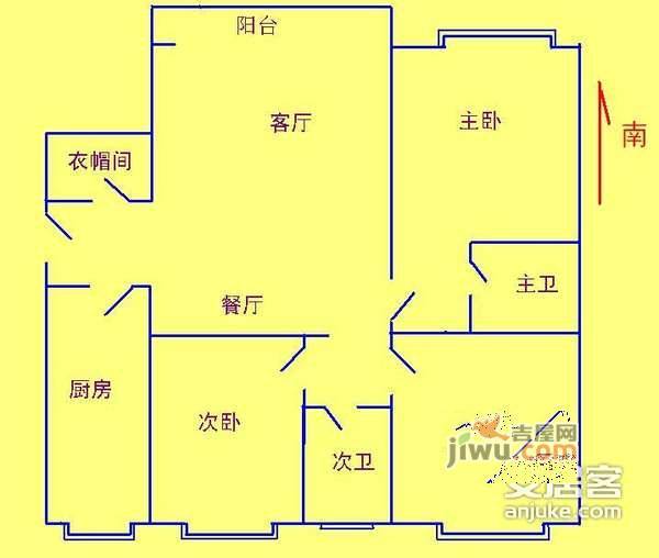 紫芳园3室2厅1卫166㎡户型图