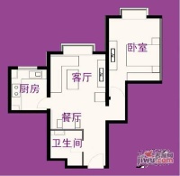 紫芳园1室2厅1卫72㎡户型图