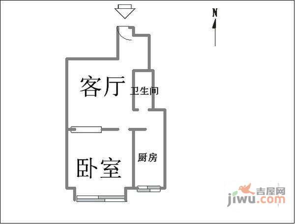 芳群园一区1室1厅1卫56㎡户型图