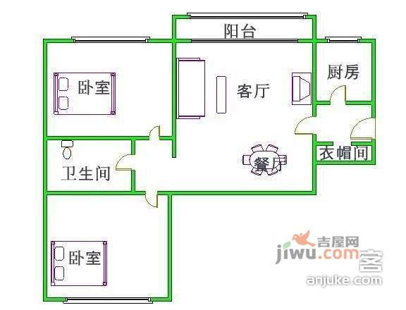 芳群园一区2室1厅1卫93㎡户型图