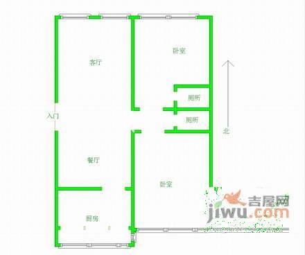 碧波园2室1厅1卫141㎡户型图