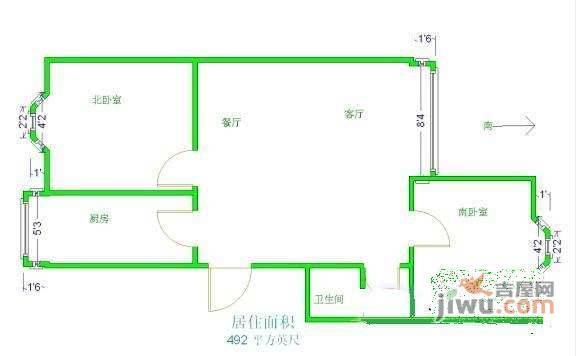 碧桂园2室2厅1卫118㎡户型图