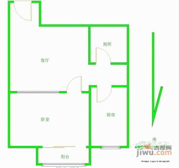 加州水郡1室1厅1卫81㎡户型图