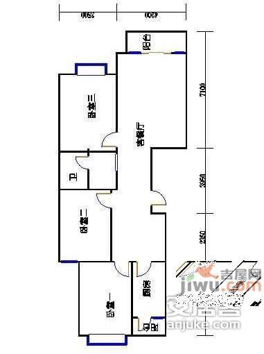 碧桂园3室2厅1卫123㎡户型图