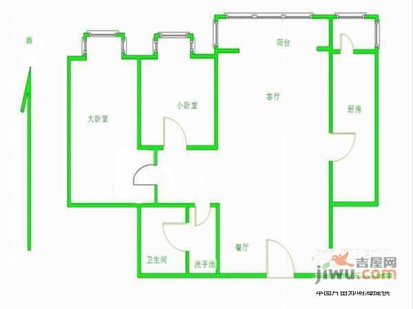 加州水郡2室1厅1卫93㎡户型图