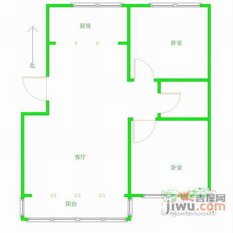 绿城百合桂雨苑2室2厅1卫93㎡户型图