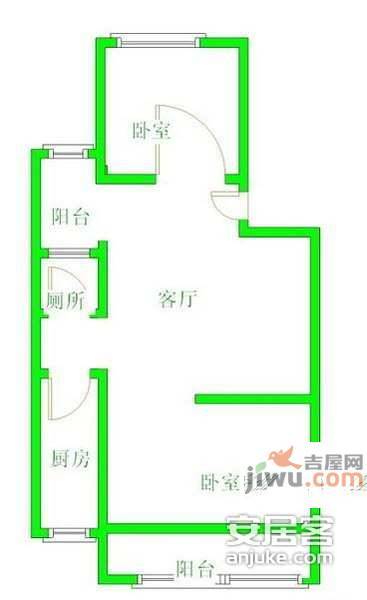 行宫园三里2室1厅1卫86㎡户型图