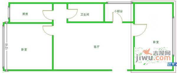 行宫园三里2室1厅1卫86㎡户型图