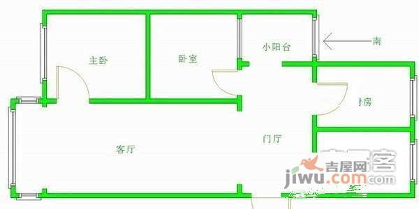 行宫园三里2室2厅1卫72㎡户型图