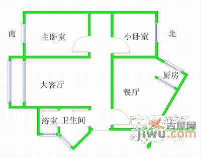 政通路西里小区2室1厅1卫98㎡户型图