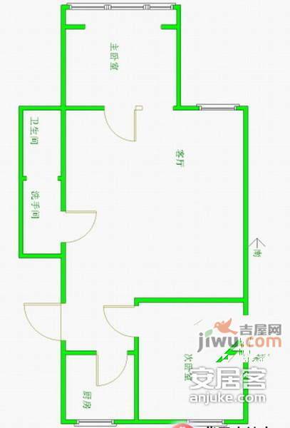 昊天温泉家园2室1厅1卫108㎡户型图