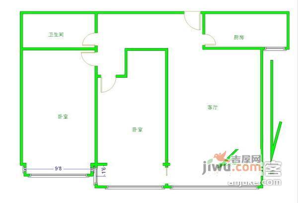 曦城国际2室1厅1卫101㎡户型图