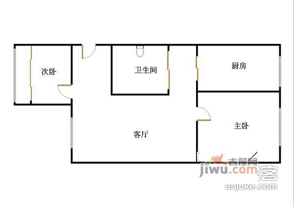 苏庄一里2室1厅1卫96㎡户型图