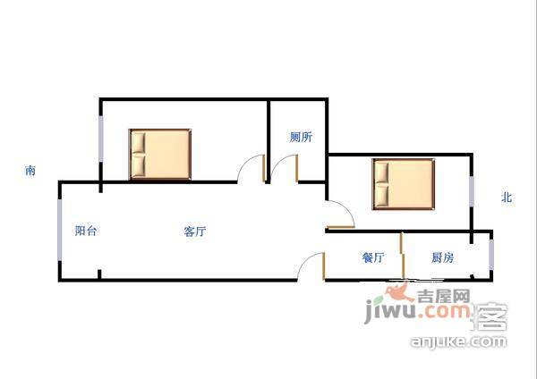 苏庄一里2室1厅1卫96㎡户型图