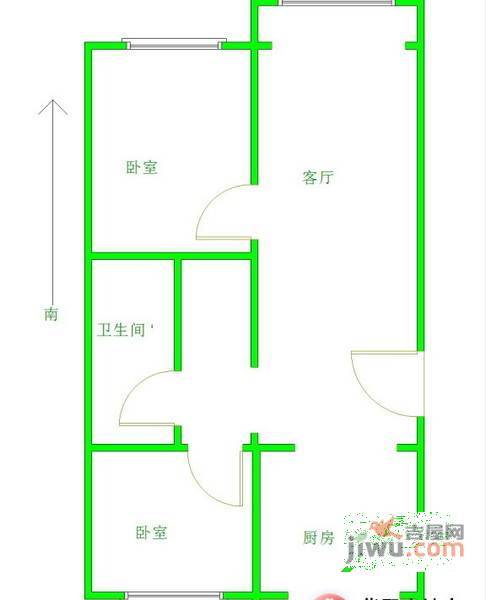 鸿顺园东区2室1厅1卫118㎡户型图