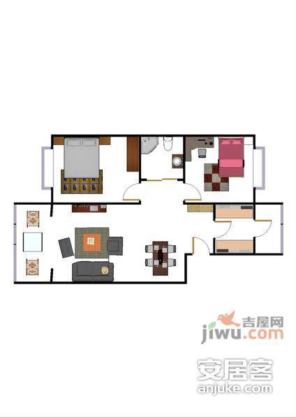 鸿顺园东区2室2厅1卫118㎡户型图