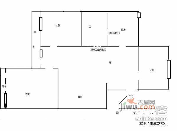 鸿顺园东区3室1厅1卫129㎡户型图