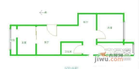 西潞园东里小区2室2厅1卫92㎡户型图