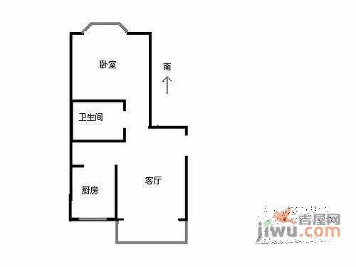 汇豪山水美地1室1厅1卫64㎡户型图