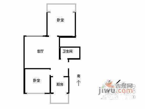 汇豪山水美地2室1厅1卫94㎡户型图