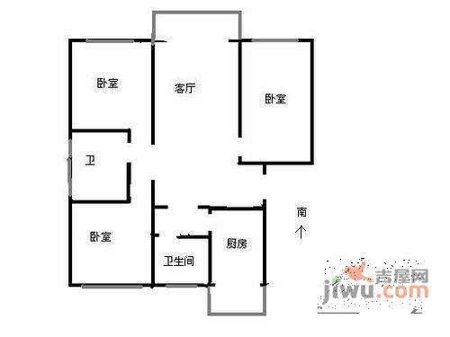 汇豪山水美地3室2厅1卫108㎡户型图