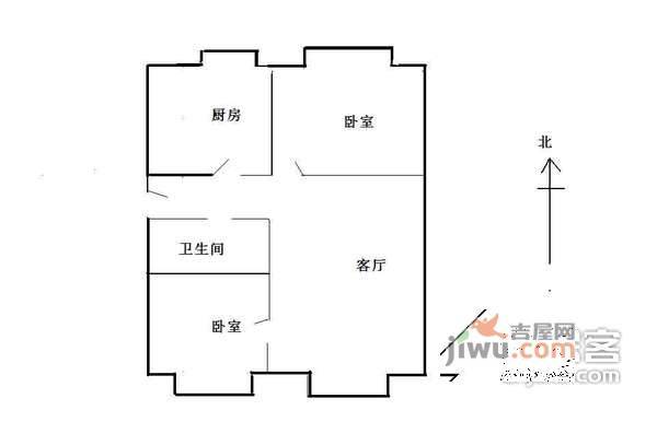 汇豪山水美地2室1厅1卫94㎡户型图