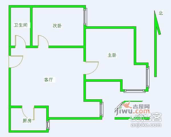 巷上嘉园2室1厅1卫100㎡户型图