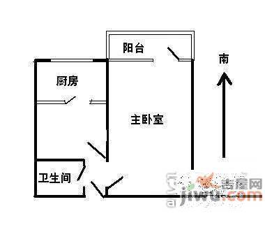 安外花园1室1厅1卫46㎡户型图