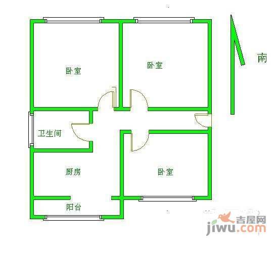 安外花园3室1厅1卫81㎡户型图