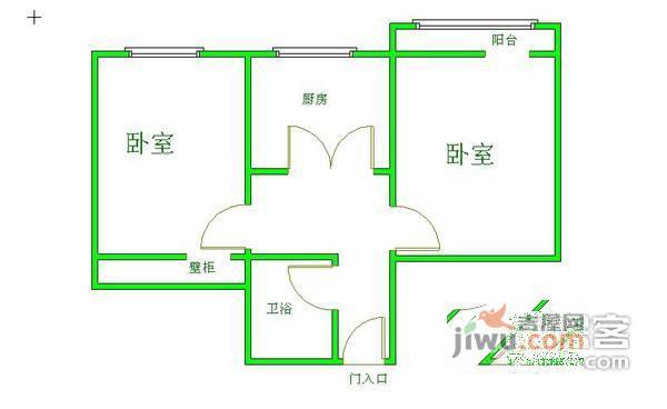 青年湖东里2室1厅1卫82㎡户型图