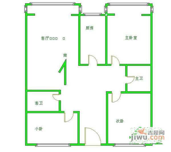 青年湖东里3室2厅2卫150㎡户型图