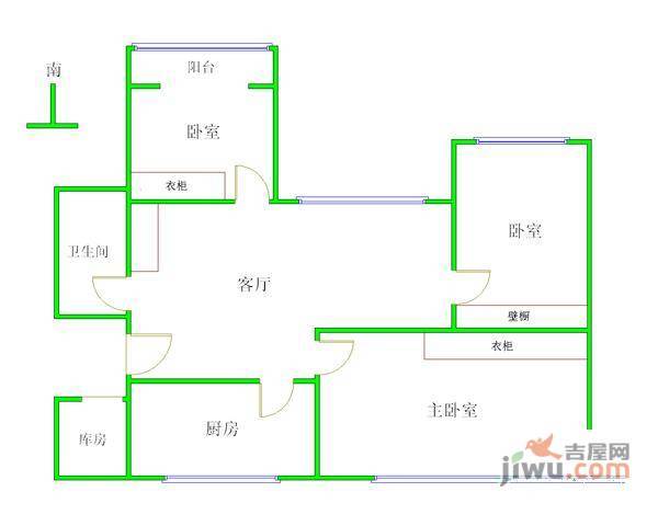 景园大厦3室2厅2卫201㎡户型图