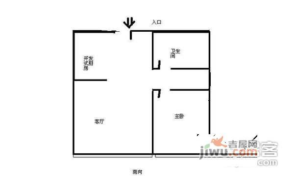 海晟名苑1室1厅1卫96㎡户型图