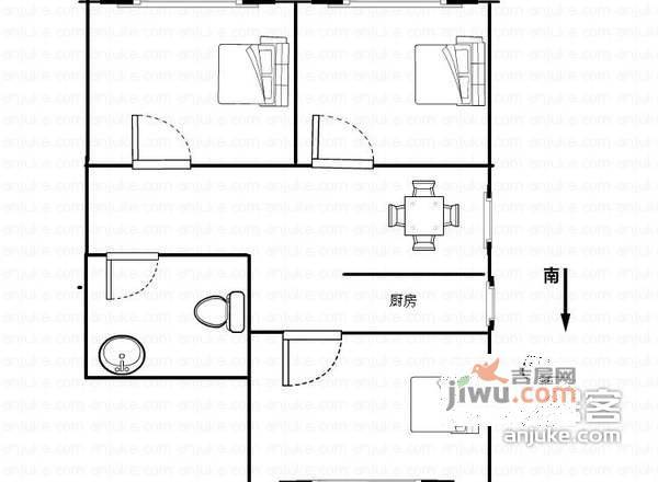 十字坡东里3室1厅1卫100㎡户型图