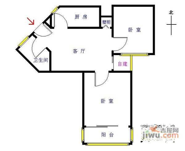 春秀路小区2室1厅1卫295㎡户型图