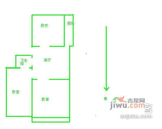 幸福二村3室1厅1卫71㎡户型图