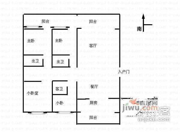 幸福二村4室2厅3卫户型图